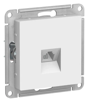 Розетка телефонная 1-ая 4 контакта, RJ-11, Белый, серия Atlas Design, Schneider Electric