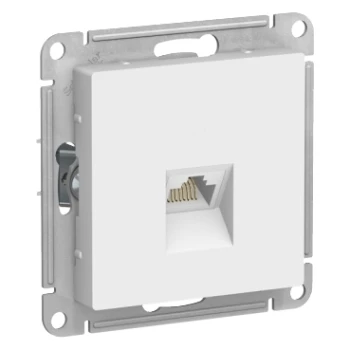 Розетка компьютерная 1-ая экранированная кат.6е, RJ-45 (интернет), Белый, серия Atlas Design, Schneider Electric