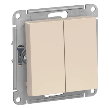 Выключатель 2-клавишный; кнопочный, Бежевый, серия Atlas Design, Schneider Electric