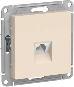 Розетка телефонная 1-ая 4 контакта, RJ-11, Бежевый, серия Atlas Design, Schneider Electric