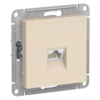 Розетка компьютерная 1-ая кат.5е, RJ-45 (интернет), Бежевый, серия Atlas Design, Schneider Electric