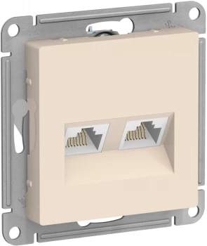 Розетка компьютерная 2-ая кат.5е, RJ-45 (интернет), Бежевый, серия Atlas Design, Schneider Electric