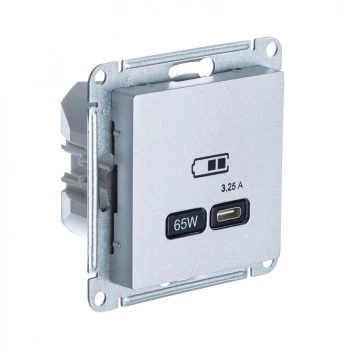 Розетка USB 1-ая Тип С 3200 мA 5V (для подзарядки), Алюминий, серия Atlas Design, Schneider Electric