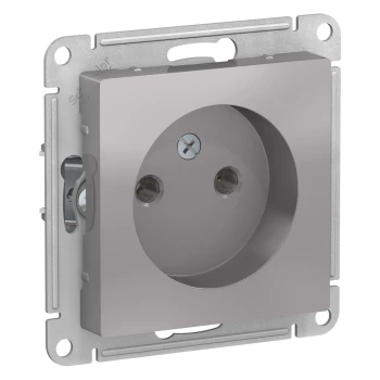 Розетка 1-ая электрическая без заземления, Алюминий, серия Atlas Design, Schneider Electric