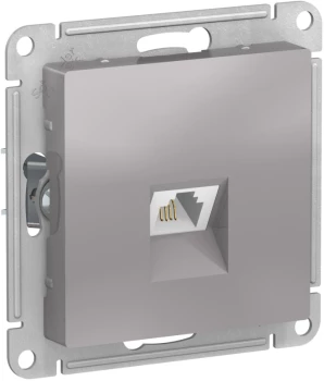 Розетка телефонная 1-ая 4 контакта, RJ-11, Алюминий, серия Atlas Design, Schneider Electric