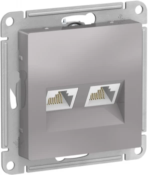Розетка компьютерная 2-ая кат.5е, RJ-45 (интернет), Алюминий, серия Atlas Design, Schneider Electric