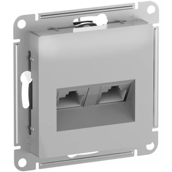 Розетка компьютерная 2-ая кат.6, RJ-45 (интернет), Алюминий, серия Atlas Design, Schneider Electric