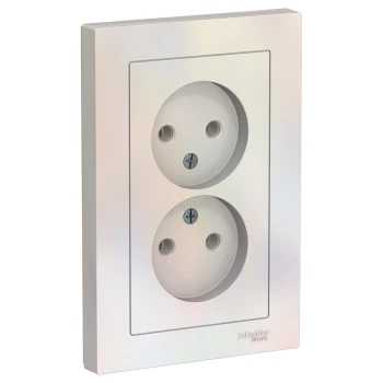 Розетка 2-ая электрическая без заземления (в сборе), Жемчуг, серия Atlas Design, Schneider Electric