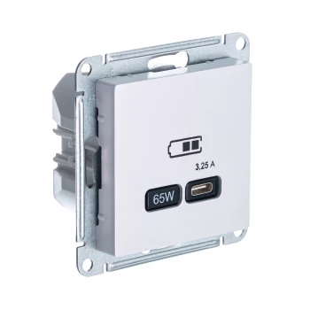 Розетка USB 1-ая Тип С 3200 мA 5V (для подзарядки), Жемчуг, серия Atlas Design, Schneider Electric