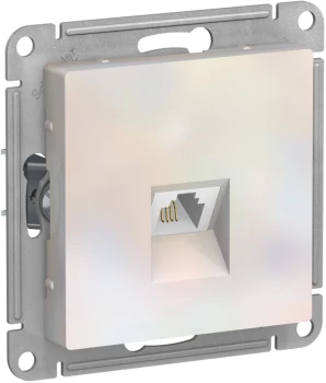 Розетка телефонная 1-ая 4 контакта, RJ-11, Жемчуг, серия Atlas Design, Schneider Electric