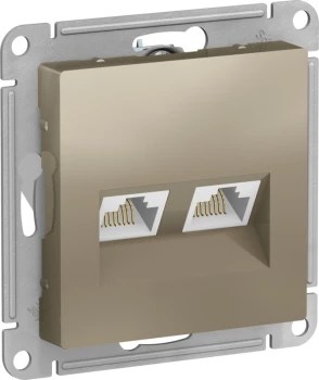 Розетка компьютерная 2-ая кат.5е, RJ-45 (интернет), Шампань, серия Atlas Design, Schneider Electric