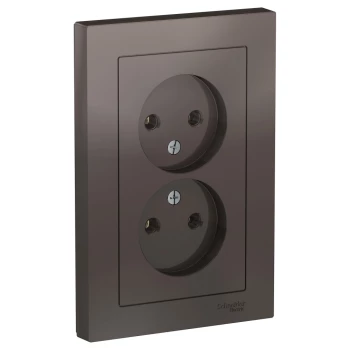 Розетка 2-ая электрическая без заземления (в сборе), Мокко, серия Atlas Design, Schneider Electric