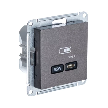 Розетка USB 1-ая Тип С 3200 мA 5V (для подзарядки), Мокко, серия Atlas Design, Schneider Electric