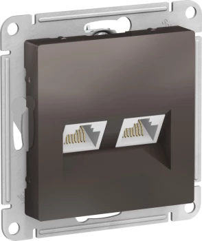Розетка компьютерная 2-ая кат.5е, RJ-45 (интернет), Мокко, серия Atlas Design, Schneider Electric
