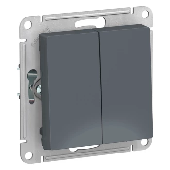 Выключатель 2-клавишный; кнопочный, Грифель, серия Atlas Design, Schneider Electric
