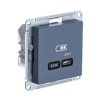 Розетка USB 1-ая Тип С 3200 мA 5V (для подзарядки), Грифель, серия Atlas Design, Schneider Electric