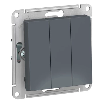 Выключатель 3-клавишный, Грифель, серия Atlas Design, Schneider Electric