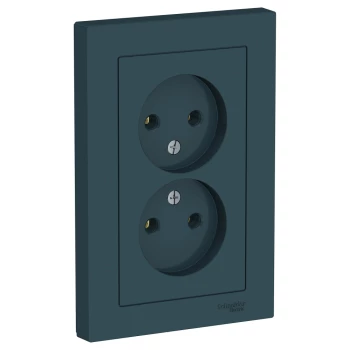Розетка 2-ая электрическая без заземления (в сборе), Изумруд, серия Atlas Design, Schneider Electric