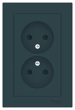 Розетка 2-ая электрическая без заземления (в сборе), Изумруд, серия Atlas Design, Schneider Electric