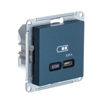 Розетка USB 1-ая Тип С 3200 мA 5V (для подзарядки), Изумруд, серия Atlas Design, Schneider Electric