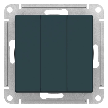 Выключатель 3-клавишный, Изумруд, серия Atlas Design, Schneider Electric