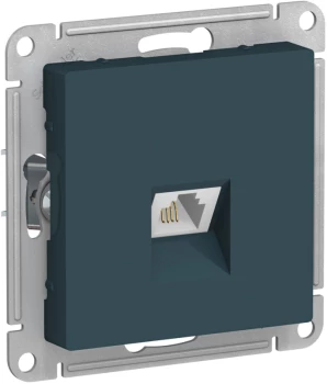 Розетка телефонная 1-ая 4 контакта, RJ-11, Изумруд, серия Atlas Design, Schneider Electric