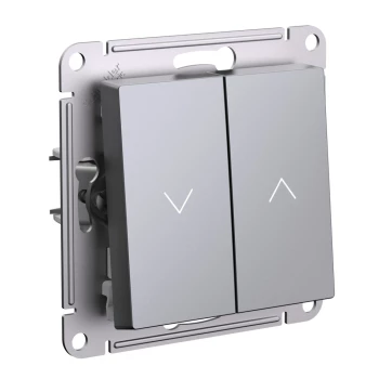 Выключатель для жалюзи (рольставней) кнопочный, Сталь, серия Atlas Design, Schneider Electric
