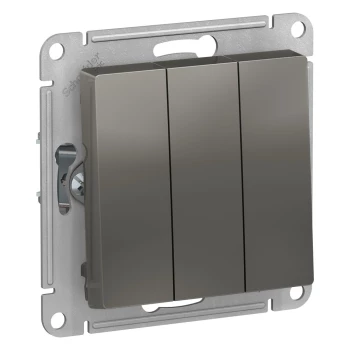 Выключатель 3-клавишный, Сталь, серия Atlas Design, Schneider Electric
