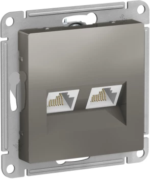 Розетка компьютерная 2-ая кат.5е, RJ-45 (интернет), Сталь, серия Atlas Design, Schneider Electric