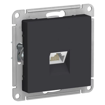 Розетка компьютерная 1-ая кат.5е, RJ-45 (интернет), Карбон, серия Atlas Design, Schneider Electric