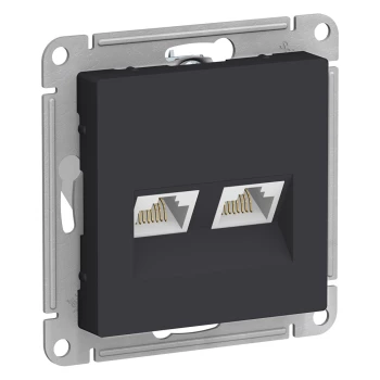 Розетка компьютерная 2-ая кат.5е, RJ-45 (интернет), Карбон, серия Atlas Design, Schneider Electric
