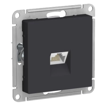 Розетка компьютерная 1-ая экранированная кат.6е, RJ-45 (интернет), Карбон, серия Atlas Design, Schneider Electric
