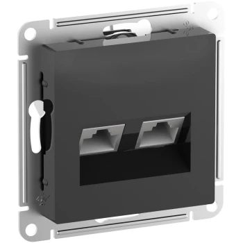 Розетка компьютерная 2-ая кат.6, RJ-45 (интернет), Карбон, серия Atlas Design, Schneider Electric
