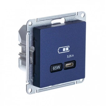 Розетка USB 1-ая Тип С 3200 мA 5V (для подзарядки), Аквамарин, серия Atlas Design, Schneider Electric