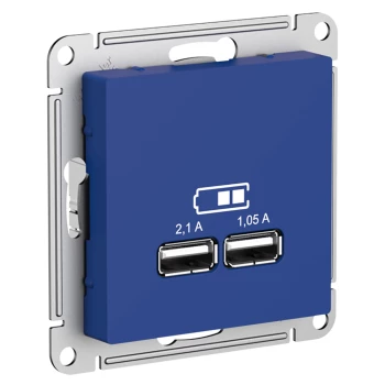 Розетка USB 2-ая 2100 мА (для подзарядки), Аквамарин, серия Atlas Design, Schneider Electric