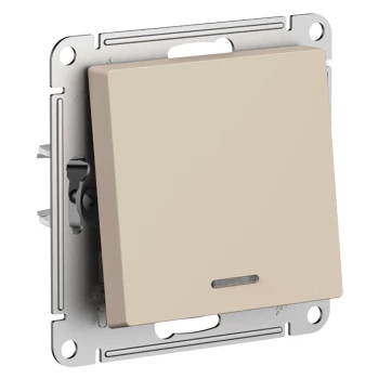 Выключатель 1-клавишный, с подсветкой, Песочный, серия Atlas Design, Schneider Electric