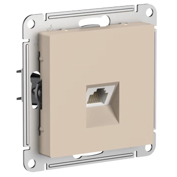 Розетка компьютерная 1-ая кат.5е, RJ-45 (интернет), Песочный, серия Atlas Design, Schneider Electric