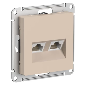 Розетка компьютерная 2-ая кат.5е, RJ-45 (интернет), Песочный, серия Atlas Design, Schneider Electric