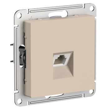 Розетка компьютерная 1-ая экранированная кат.6е, RJ-45 (интернет), Песочный, серия Atlas Design, Schneider Electric