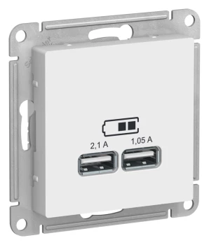 Розетка USB 2-ая 2100 мА (для подзарядки), Белый лотос, серия Atlas Design, Schneider Electric