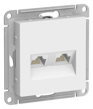 Розетка компьютерная 2-ая кат.5е, RJ-45 (интернет), Белый лотос, серия Atlas Design, Schneider Electric