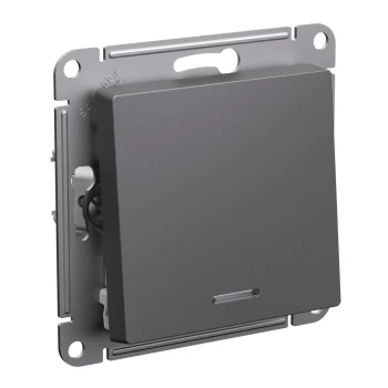 Выключатель 1-клавишный, с подсветкой, Базальт, серия Atlas Design, Schneider Electric