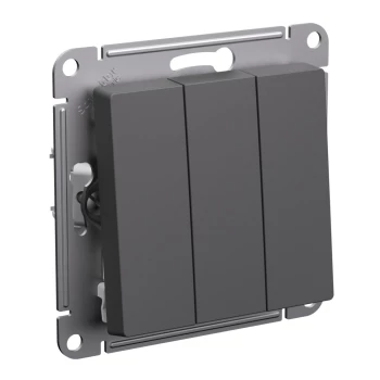 Выключатель 3-клавишный, Базальт, серия Atlas Design, Schneider Electric
