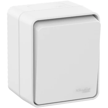 Выключатель 1-клавишный; кнопочный IP44, Белый, серия Atlas Design Profi54, Systeme Electric