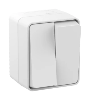 Выключатель 2-клавишный, влагозащищенный IP54, Белый, серия Atlas Design Profi54, Systeme Electric