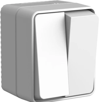 Выключатель 2-клавишный, влагозащищенный IP54, Серый, серия Atlas Design Profi54, Systeme Electric