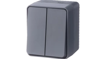 Выключатель 2-клавишный, влагозащищенный IP54, Антрацит, серия Atlas Design Profi54, Systeme Electric