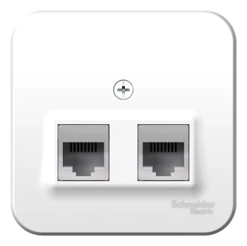 Розетка телефонная+компьютерная RJ-11/RJ-45 кат. 5e (в сборе), Белый, серия Blanca, Schneider Electric