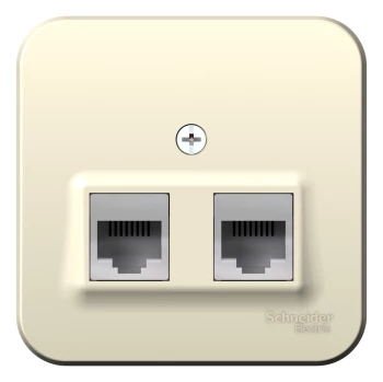 Розетка телефонная+компьютерная RJ-11/RJ-45 кат. 5e (в сборе), Молочный, серия Blanca, Schneider Electric
