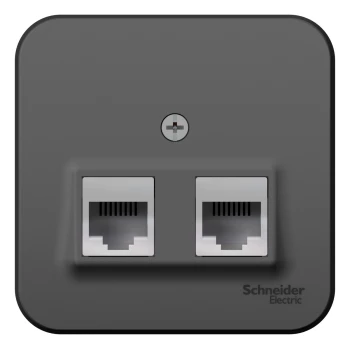 Розетка телефонная+компьютерная RJ-11/RJ-45 кат. 5e (в сборе), Антрацит, серия Blanca, Schneider Electric